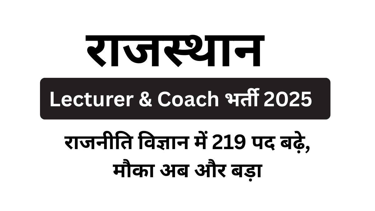 Rajasthan Lecturer & Coach Recruitment